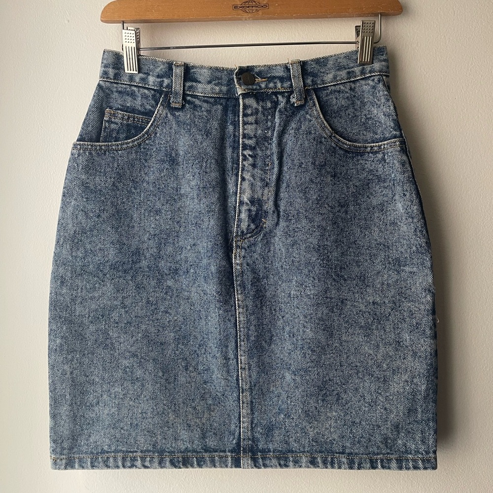 George Marciano for GUESS Acid Wash Denim Mini Skirt